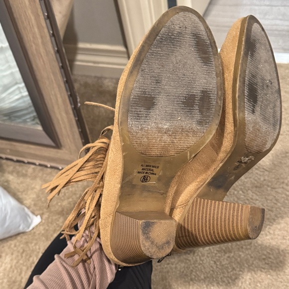 Soda Fringe Suede Ankle Boots - Brown - Picture 4 of 4